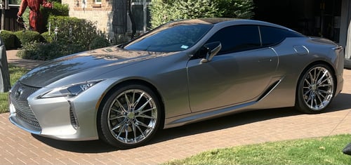 Staggered 22 inch Variant Rian's in Powder Chrome on a 2024 Lexus LC500