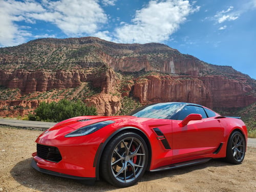 Staggered 19/20 inch MRR FS06 in Gloss Gunmetal on a 2018 Chevrolet Corvette C7 Grand Sport