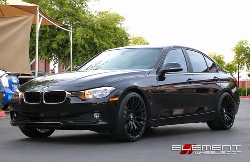 MRR HR6 All Black 20 inch Staggered on 2014 BMW 3 Series Sedan w/ Specs