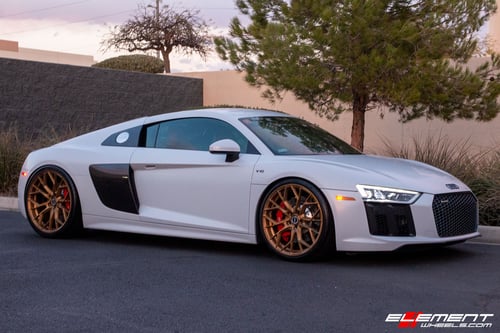20/21 Double Staggered Brixton Forged RF10 600 Brushed Olympic on a 2017 Audi R8 V10