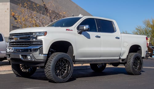 22 inch AXE Offroad Hades Gloss Black Milled on a 2020 Chevrolet Silverado 1500 Duramax 4WD