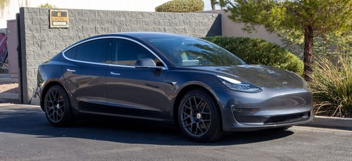 18 inch TSW Nurburgring Matte Gunmetal on a 2018 Tesla Model 3 RWD