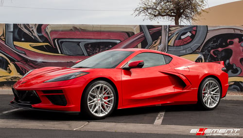 19/20 Double Staggered Vossen Forged Evo-5 Brushed Gloss Clear on a 2020 Chevrolet Corvette C8 Z51
