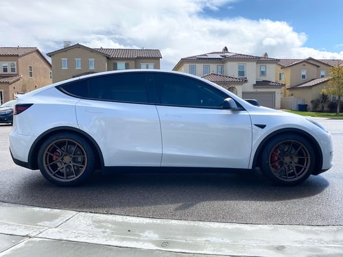 20 inch Ferrada Forge-8 FR8 Matte Bronze on a 2020 Tesla Model Y Long Range AWD