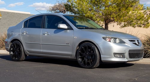 18 inch Niche Misano Satin Black M117 on a 2008 Mazda 3