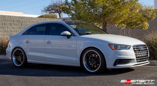 18 inch F1R F102 Gloss Black w/ Polish Lip on a 2015 Audi A3 Premium