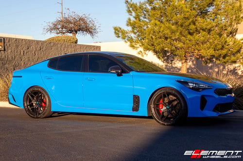 20 inch Staggered Variant Xenon Satin Black on a 2018 Kia Stinger GT2 RWD
