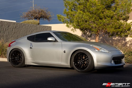 19 inch Staggered Variant Radon Gloss Piano Black on a 2012 Nissan 370z Touring