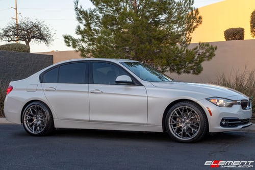 19 inch Staggered Variant Radon Titanium Brushed Face on a 2016 BMW 328i