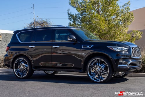 26 inch Diablo Elite Chrome w/ Black Inserts on a 2019 Infiniti QX80
