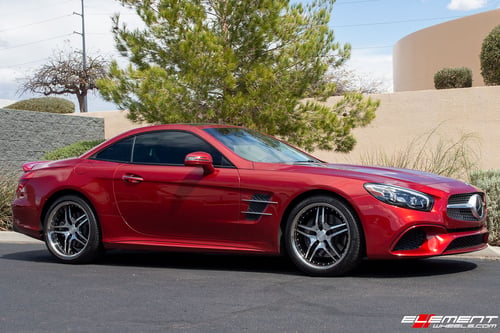 19 inch Staggered Roderick RW2 Cinque Black/Machined w/ Chrome Stainless Steel Lip on a 2017 Mercedes Benz SL450