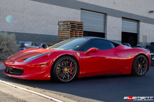 20 inch Staggered Variant Radon Satin Bronze on a 2015 Ferrari 458 Italia