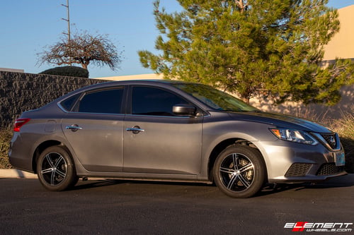 16 inch Touren TR62 Gloss Black Machined Face & Machined Lip on a 2019 Nissan Sentra