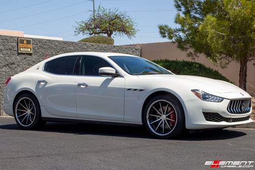 20 inch Staggered Ferrada FR4 Machine Black w/ Chrome Lip on a 2018 Maserati Ghibli