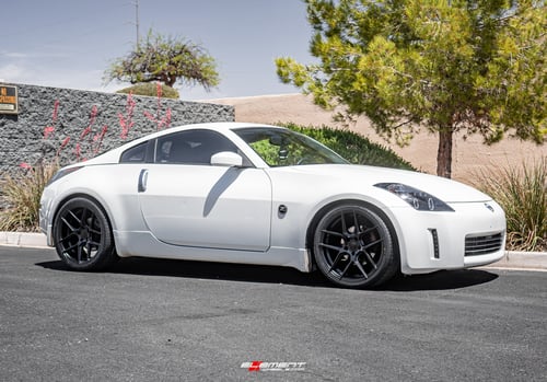 19 inch Staggered TSW Tabac Semi Gloss Black on a 2004 Nissan 350Z