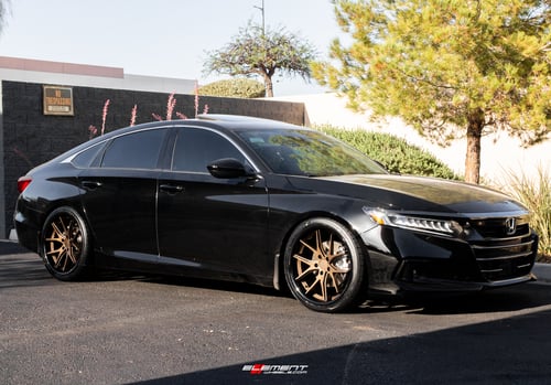 20 inch Staggered Ferrada FR2 Matte Bronze w/ Gloss Black Lip on a 2021 Honda Accord