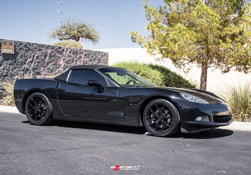 18/19 Double Staggered Corvette C6 Z06 Spyder Replica Wheel Gloss Black FR18 on a 2006 Chevrolet Corvette C6