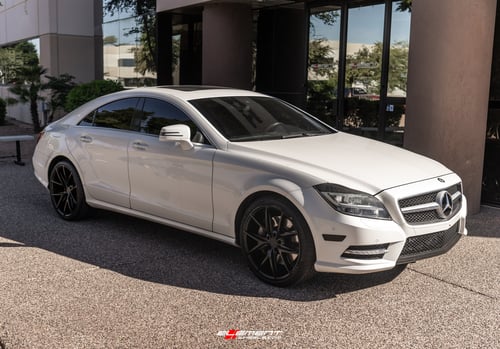 20 inch Staggered Niche Misano Satin Black M117 on a 2012 Mercedes Benz CLS550