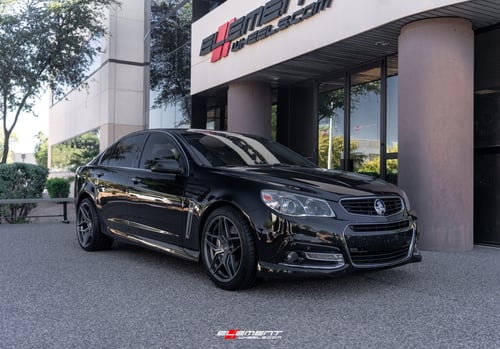 19/20 Double Staggered Variant Xenon Satin Gunmetal on a 2014 Chevrolet SS Sports Sedan