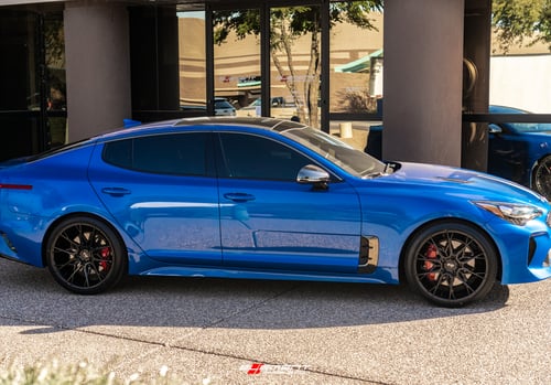 20 inch Staggered Niche Staccato M183 Matte Black on a 2020 Kia Stinger GT RWD