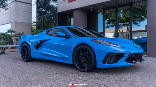 Staggered 20 Inch Blaque Diamond BD-F25 in Gloss Black on a 2022 Chevrolet Corvette C8 Stingray