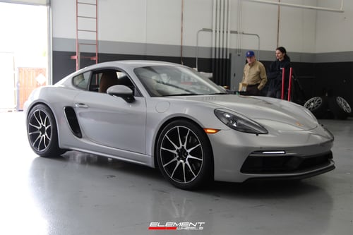 20 inch Staggered Savini Black Di Forza BM12 Gloss Black w/ Machined Face on a 2023 Porsche 718 GTS 4L