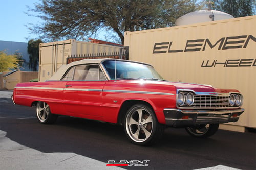 20 inch Ridler 645 Grey w/ Machined Face & Polished Lip on a 1964 Chevrolet Impala