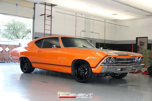 19 inch Staggered Variant Xenon Satin Black on a 1969 Chevrolet Chevelle