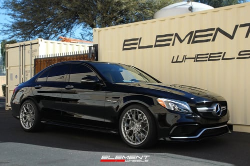 19 inch Staggered Variant Radon Brushed Titanium on a 2016 Mercedes Benz C63 AMG Sedan