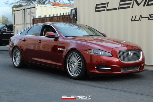 20 inch Staggered XIX X59 Silver Brushed Face w/ Stainless Steel Chrome Lip on a Lowered 2012 Jaguar XJ