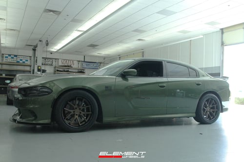 20 inch Staggered Ferrada FR2 Matte Bronze w/ Gloss Black Lip on a 2020 Dodge Charger Scat Pack