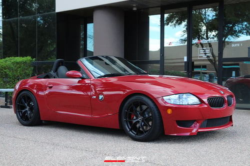 18 inch Staggered ESR RF2 Matte Black on a 2007 BMW Z4M Roadster