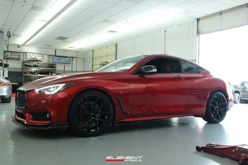 20 inch Savini SV-F5 Gloss Black w/ Double Dark Tint on a 2018 Infiniti Q60S Red Sport AWD