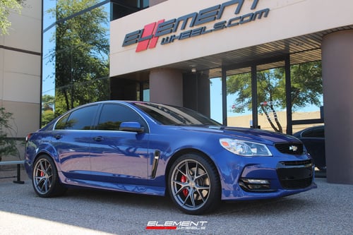 20 inch Staggered Varro VD38X Gloss Titanium w/ Brushed Face on a 2017 Chevrolet SS Sedan