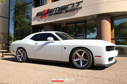 20 inch Staggered Ferrada FR3 Machine Silver w/ Chrome Lip on a 2016 Dodge Challenger RWD