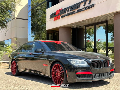 22 inch Element EL15 Candy Red on a 2014 BMW 7 Series RWD