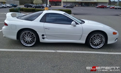 20x8.5 MRR GT1 Hyper Silver 5x4.5/114.3+35mm on a 1997 Mitsubishi 3000GT VR4 w/ Specs