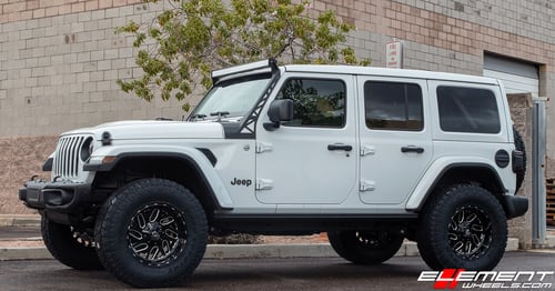 18 inch Fuel Off-Road Triton Black Milled D581 on 2018 Jeep Wrangler JL Rubicon