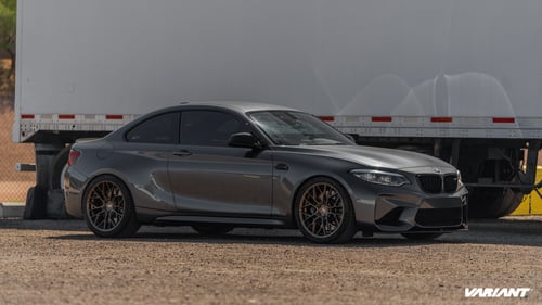 19 inch Staggered Variant Radon Satin Bronze on a Lowered 2018 BMW M2
