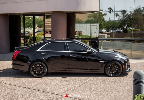 19 inch Staggered Variant Radon Gloss Piano Black on a 2016 Cadillac CTS-V Sedan