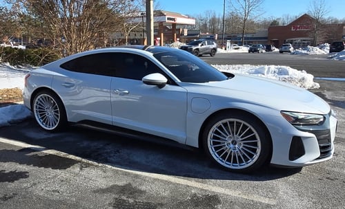 Staggered 21 inch Element Forged MS-1 Satin Silver on a 2023 Audi E-Tron GT