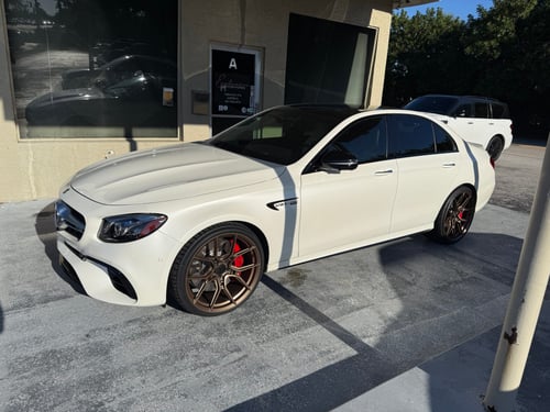 Staggered 21 inch Element Forged SF-2 Satin Bronze on a 2020 Mercedes Benz E 63 S Sedan