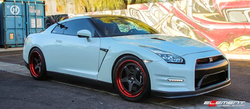 20 inch Variant GTR-3P Gunmetal w/ Blood Red Translucent on 2009 Nissan GTR