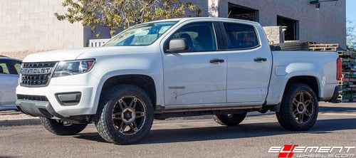 20 inch XD Series XD840 Spy II Satin Black w/ Dark Tint on 2017 Chevrolet Colorado 2WD Leveled
