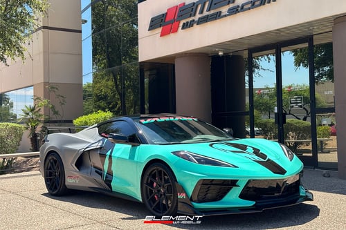 20/21 Double Staggered Variant CCK-1P Satin Black on a 2021 Chevrolet Corvette C8