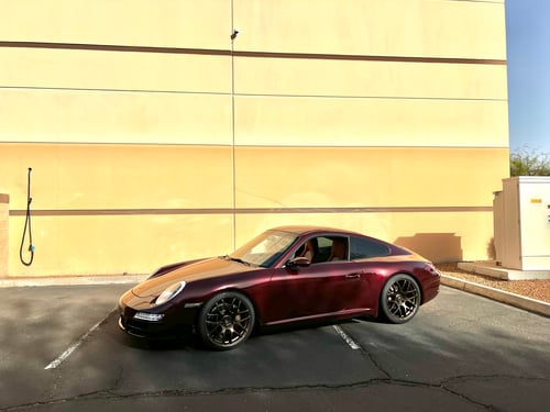 Staggered 19 Inch Ruger Mesh Matte Triple Bronze (Custom) on a 2007 Porsche 911 Carrera 997 Base Narrowbody