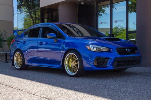 19 Inch Ace Alloy AFF10 in Gold W/ Machined Lip on a 2019 Subaru STI