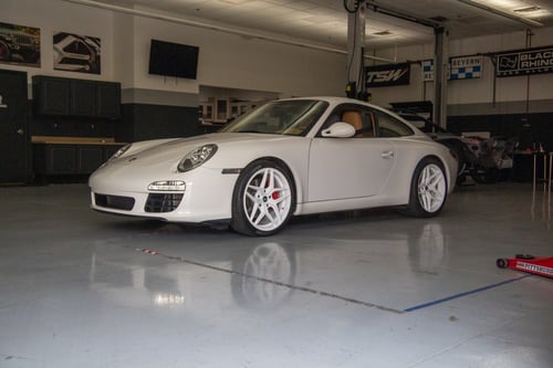 Staggered 19 Inch Variant Xenon in Gloss White on a 2011 Porsche 911 S 997 Narrowbody