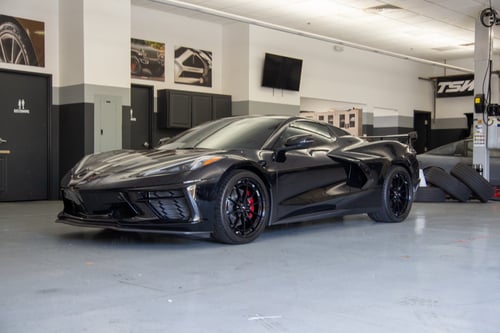 Double Staggered Savini SV-F1 in Gloss Black on a 2022 Chevrolet Corvette C8 Stingray