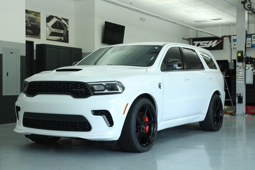 Staggered 22 Inch Velgen Light Weight Classic5 V2 in Gloss Black on a 2021 Dodge Durango Hellcat